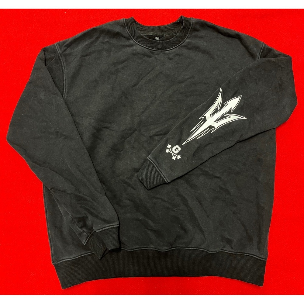 ETHOS Black Crewneck Sweatshirt Graphic Print Sleeve Men's Size M